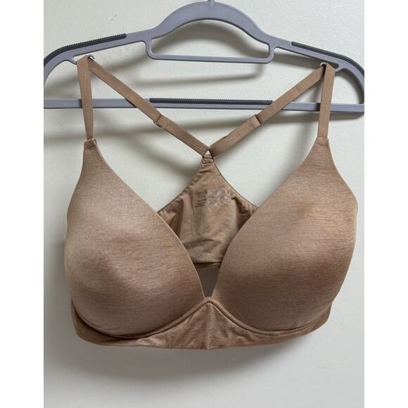Adore Me 38DD Nude T-Short Bra Criss Cross Back Lightly Lined Wireless Stretch - Picture 1 of 4
